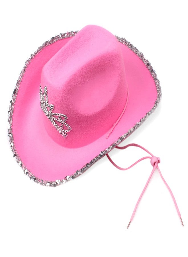 Yewong Pet Pink Cowboy Hat Costume Accessory Set Dog Cat Size Pink Cowgirl Princess Hat with Crown Tiara Bandana/Scarf for Cat Puppy Western Costume Daily Wearing Photo Props (Set A) - Image 4